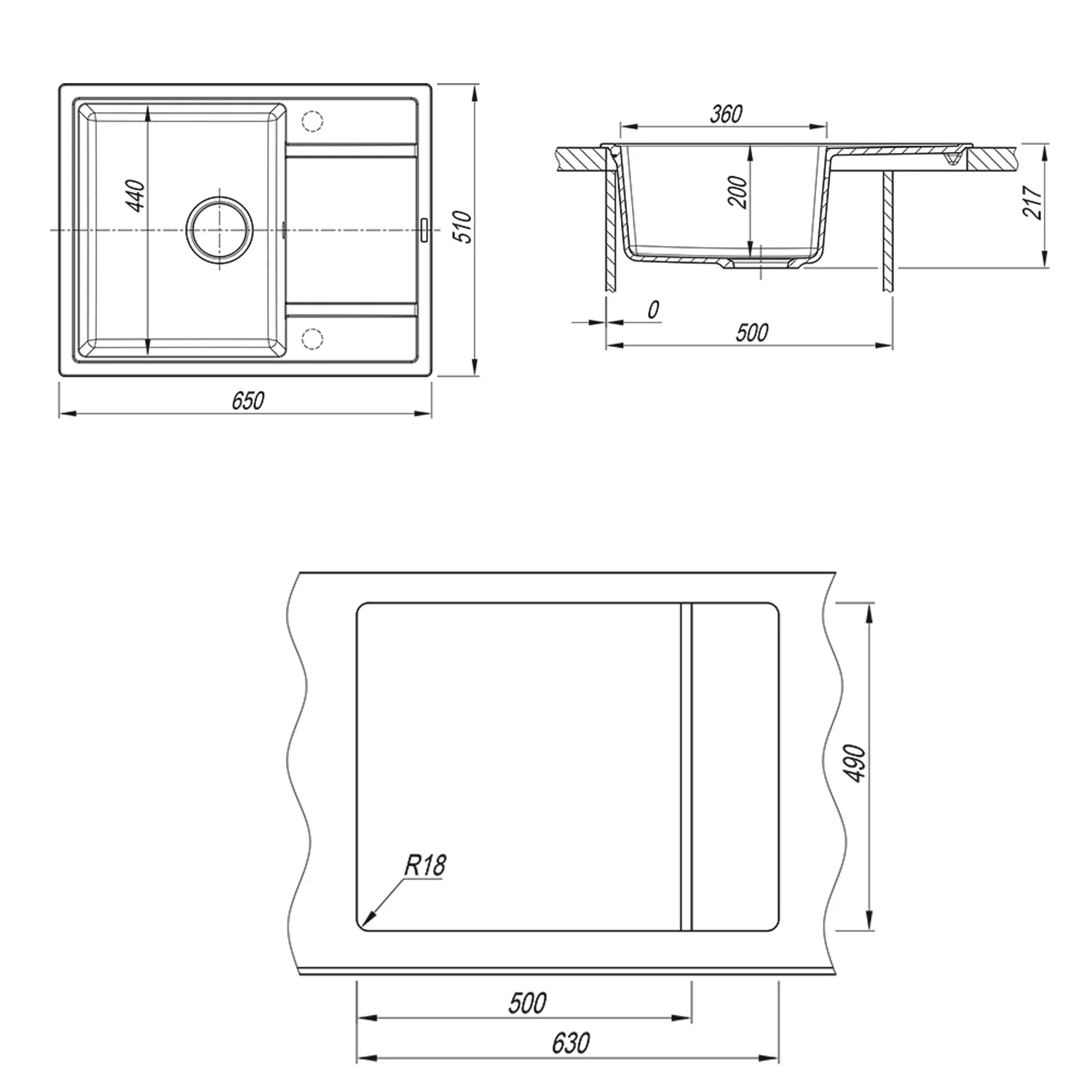 Кухонная мойка Florentina ЛИПСИ 20.125.C0650.307, серый шёлк