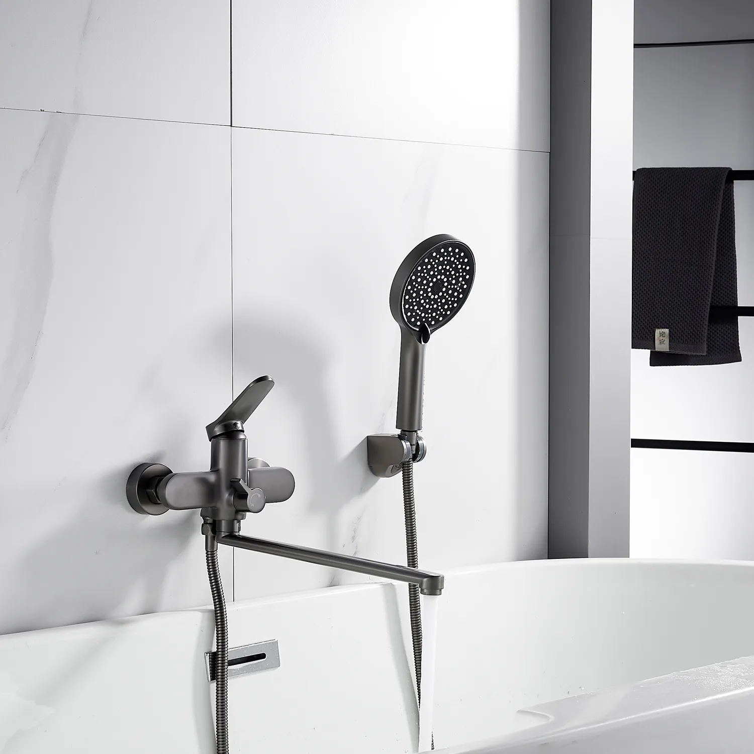 Смеситель для ванны Shevanik S4322T, оружейная сталь