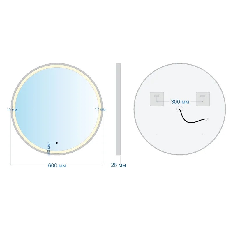 Зеркало Silver Mirrors Делуна/Deluna D600 TX (алюм. профиль, цвет черный, бесконтактный сенсор)