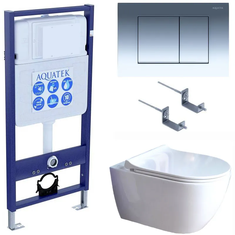 SET AQUATEK ПОЛАРИС (рама AQUATEK Standard INS-0000012+унитаз ПОЛАРИС AQ0700-01 с тонким сиденьем soft-close+ крепеж KKI-0000002 +панель KDI-0000010)