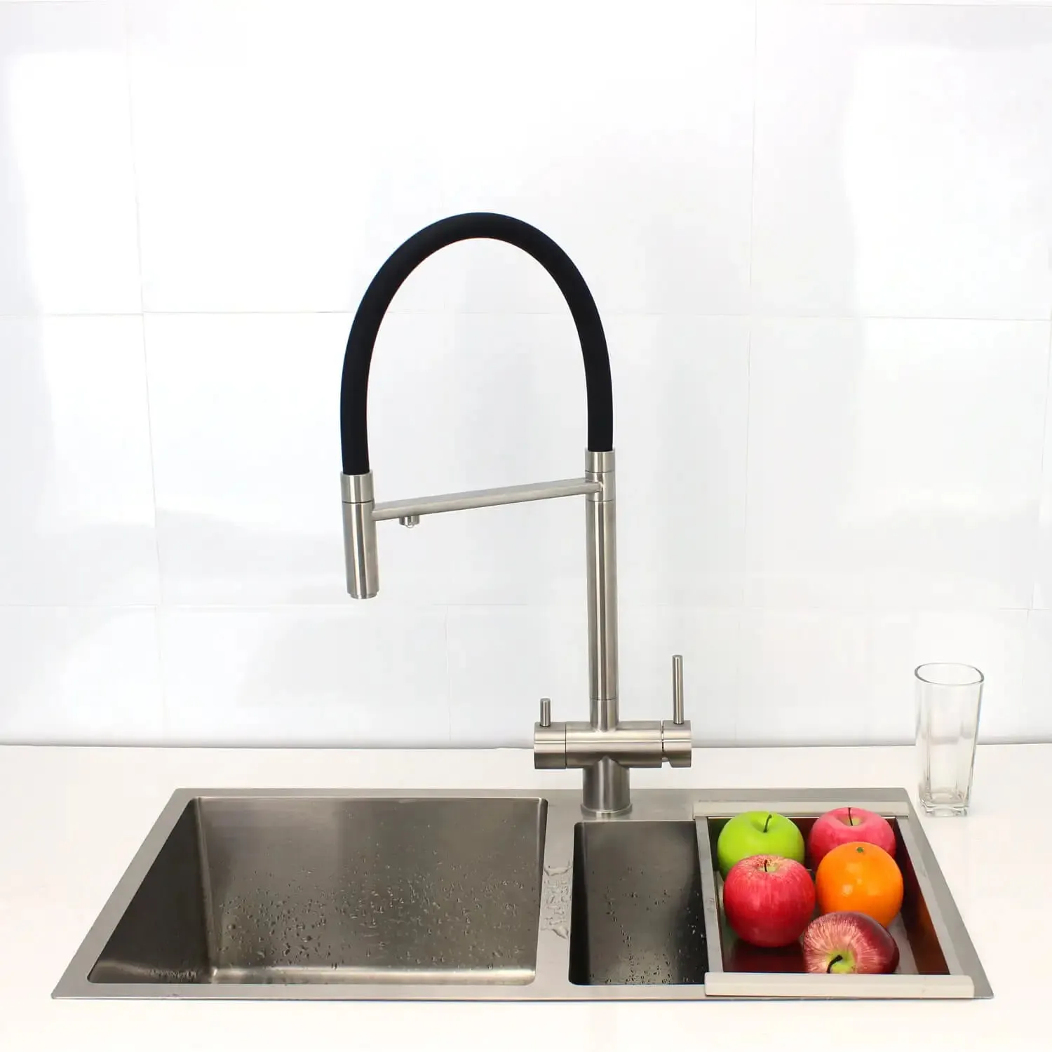 Смеситель для кухни с гибким изливом и подключением фильтра Maretti Calabria S CAS31RGF19, сатин