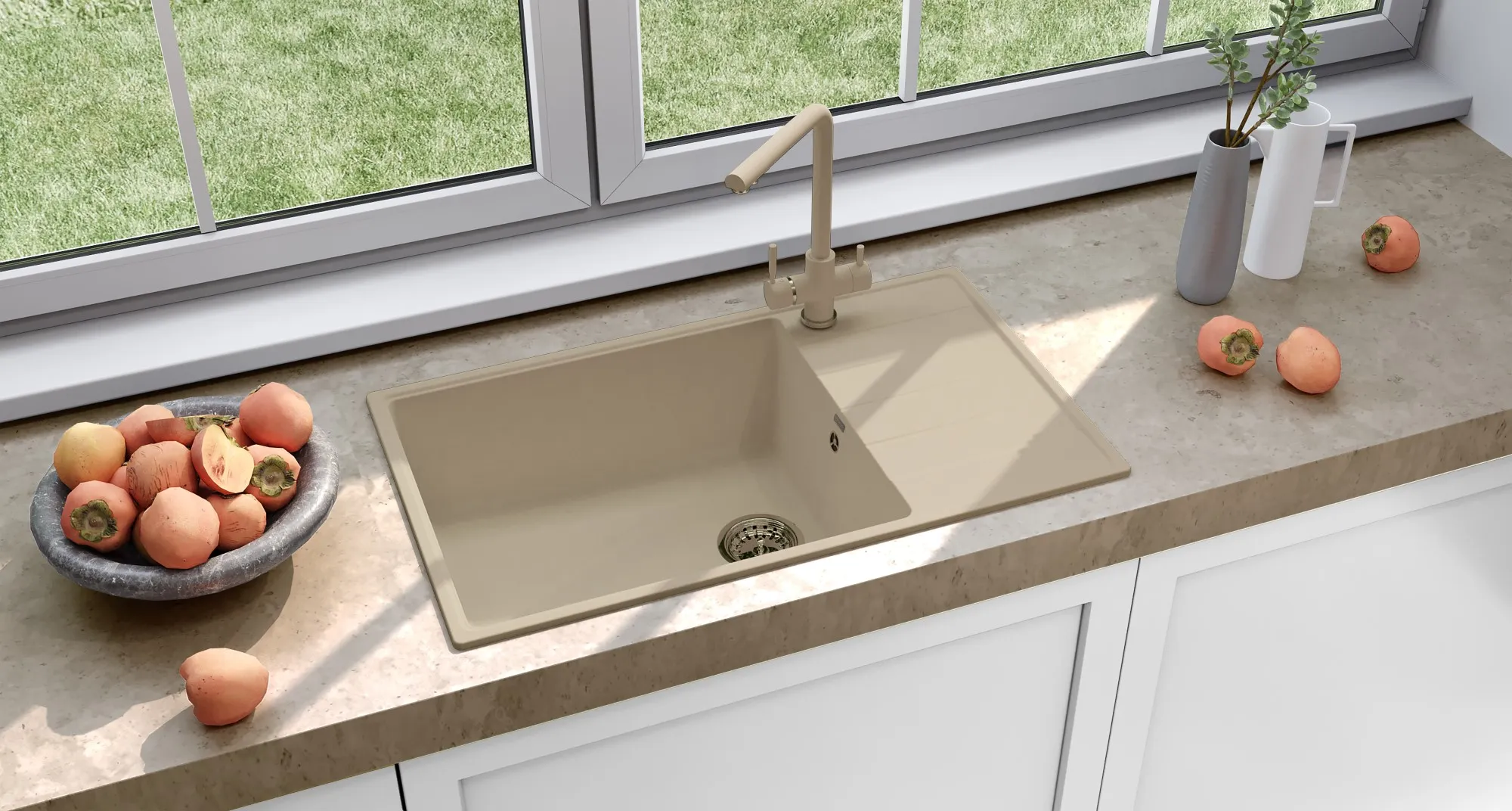 Кухонная мойка Ulgran Quartz Prima 860-03, десерт