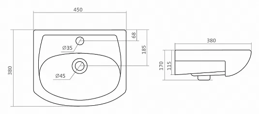 1A1044K1MR010 Набор Aquaton: 1A104401MR010 Тумба-умывальник МИРА Н 45/ 1WH112449 Раковина Азов-45