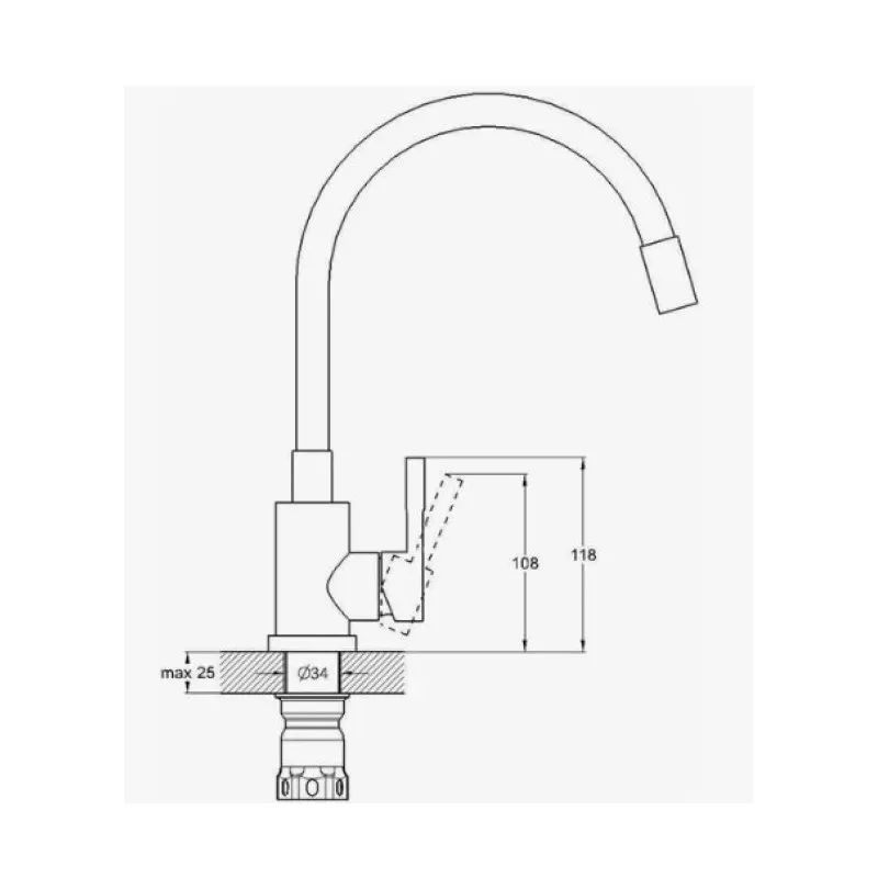 Смеситель для кухни с гибким изливом D-Lin H155316-1, сатин/черный