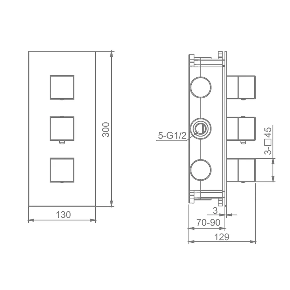 Смеситель для душа термостат Raglo R02.263.03, золотой сатин