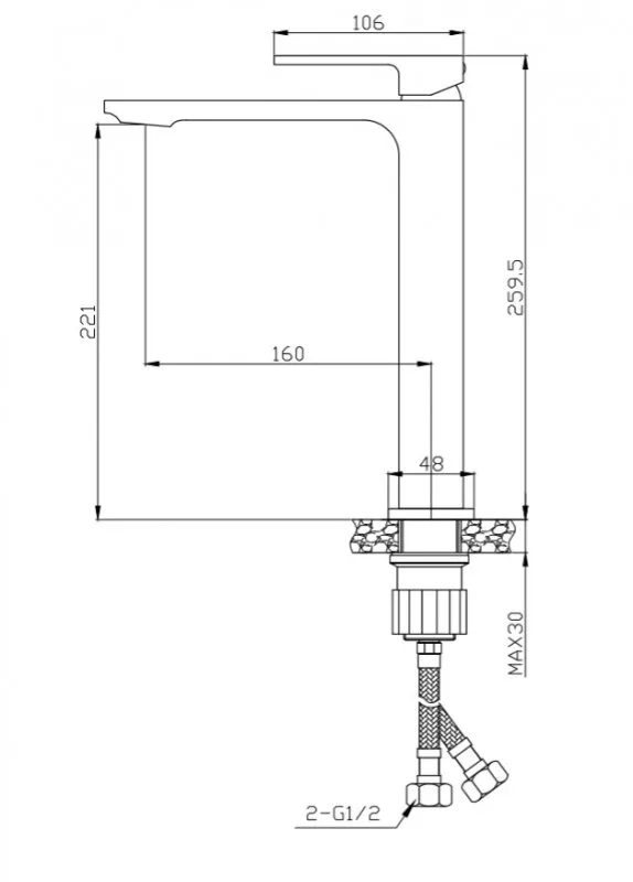 Смеситель для накладной раковины BelBagno Luce, золото (LUC-LMC-ORO-W0)