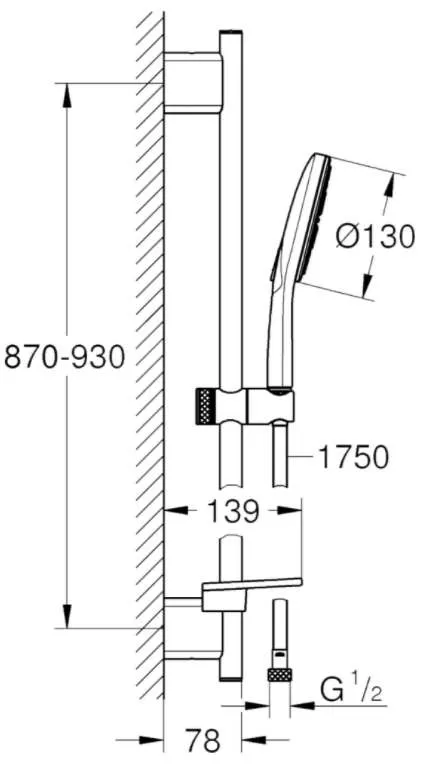 Душевой гарнитур вида струи Grohe Rainshower SmartActive 130 3, хром (26578000)