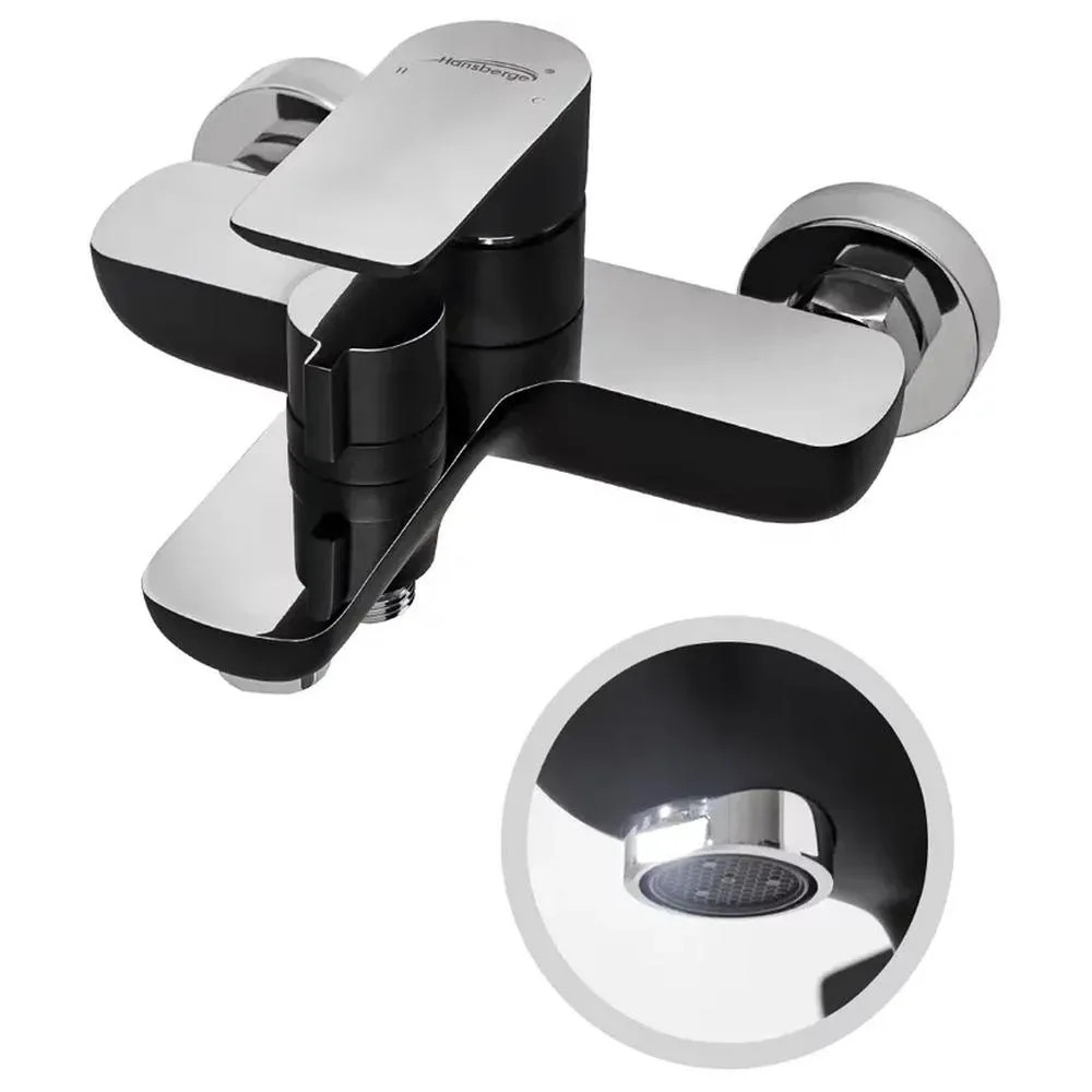 Набор для ванны 3 в 1 Hansberge H7099BC, черный/хром