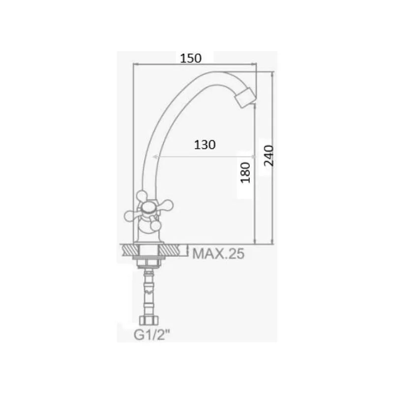 Смеситель для кухни D-Lin D153824-G, хром