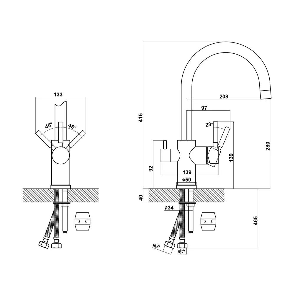 Смеситель для кухни с подключением фильтра Florentina КЛИО 333.13Н.2123.104, бежевый