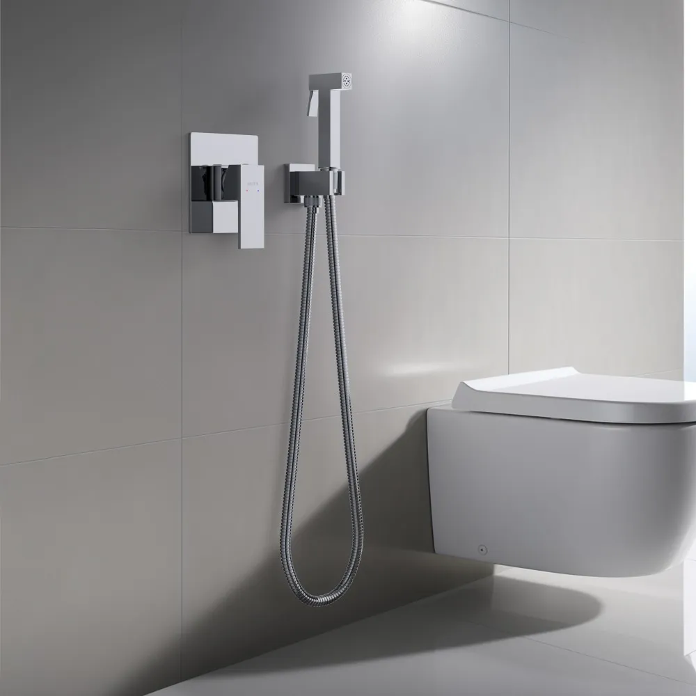 Набор с гигиеническим душем (смеситель + гигиеническая лейка + шланг + шланговое подсоединение с держателем) AQUATEK ЛИБРА, хром AQ1619CR