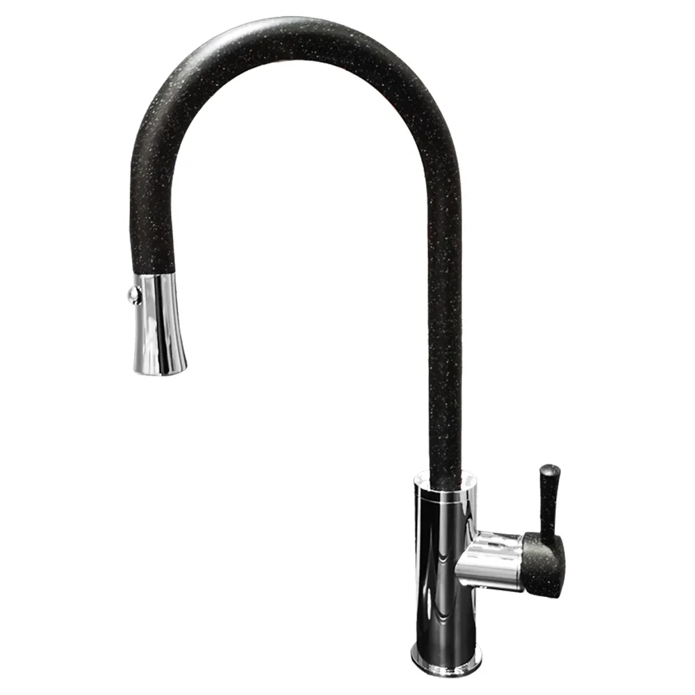 Смеситель для кухни с выдвижным изливом GranFest 7652, черный