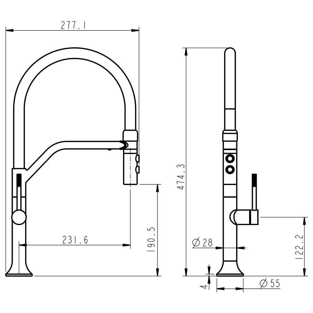 Смеситель для кухни с гибким изливом и режимом душ Fmark FS0052Q-06, графит