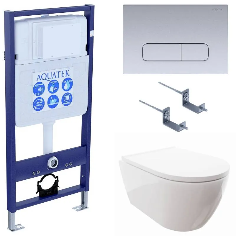 SET AQUATEK ПОЛАРИС (рама AQUATEK Standard INS-0000012+унитаз ПОЛАРИС AQ0700-00 с тонким сиденьем soft-close+ крепеж KKI-0000002 +панель KDI-0000014)
