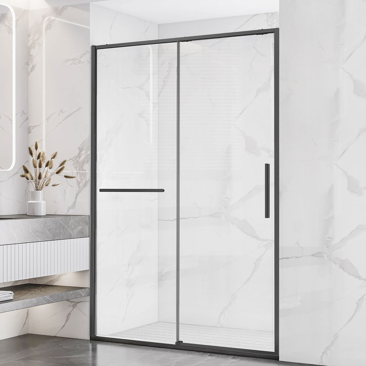 Душевая дверь Vincea Slim Soft (VDS-1SS120CLGM) 1200х2000 мм, вороненая сталь, стекло прозрачное