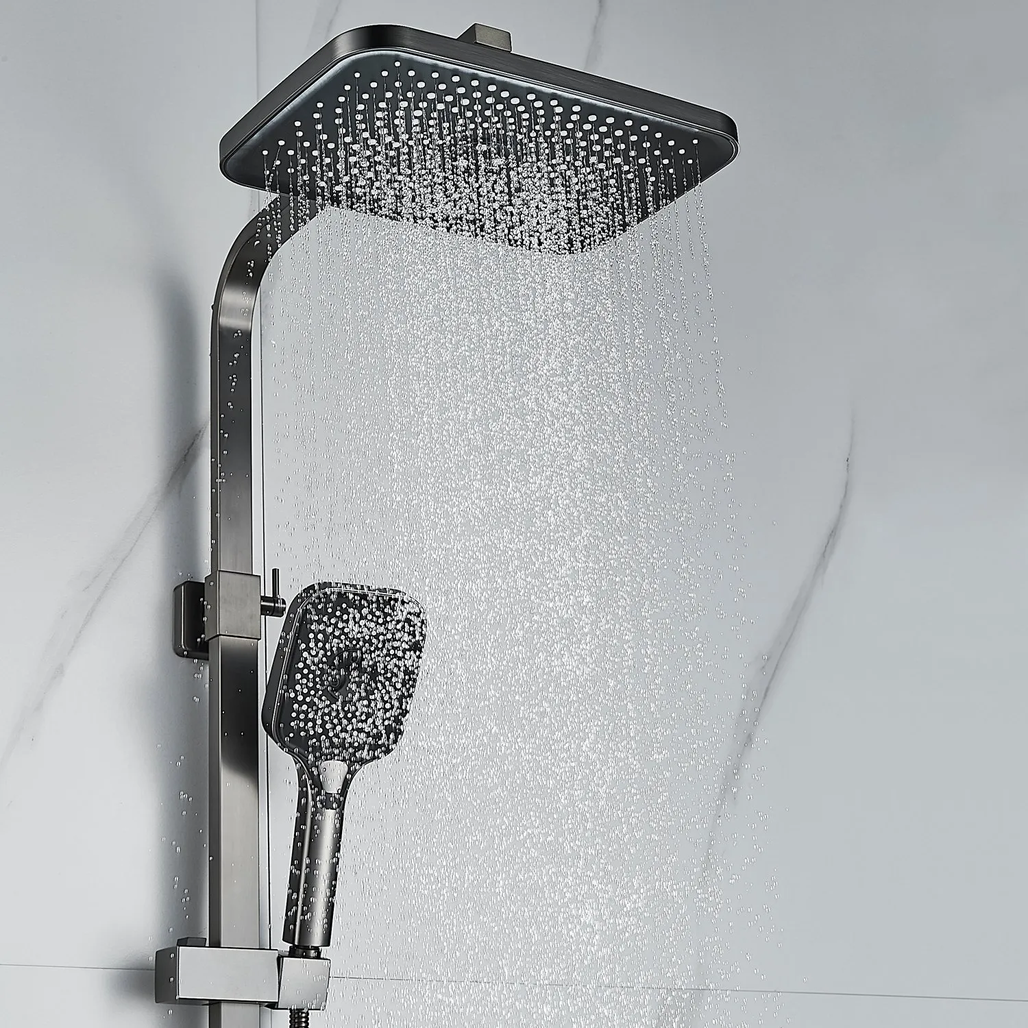 Душевая система Shevanik S7036T, оружейная сталь