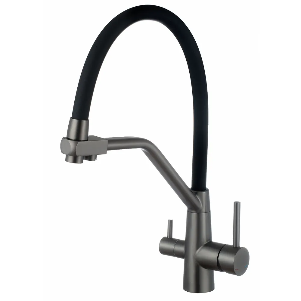 Смеситель для кухни с подключением фильтра ESKO Kitchen K25GMB, оружейная сталь