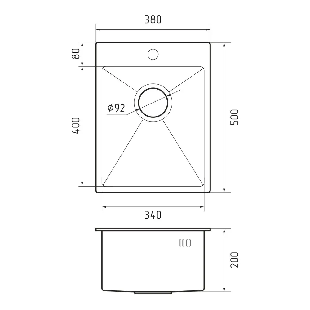 Кухонная мойка Rivelato Rinox 3850 PVD, черный