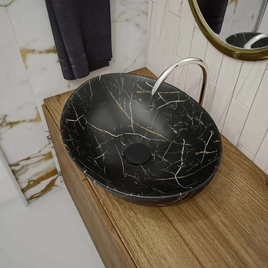 Раковина чаша Maretti EN13NS87-560MR, черный мрамор