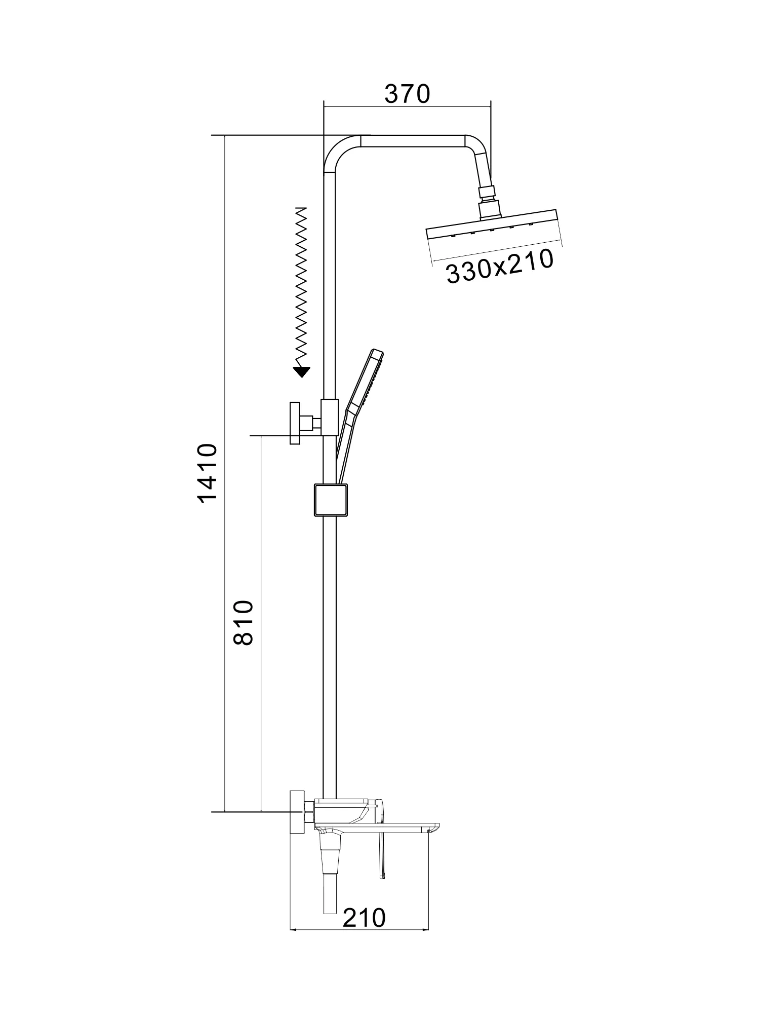 Душевая система Shevanik S4826T, черный