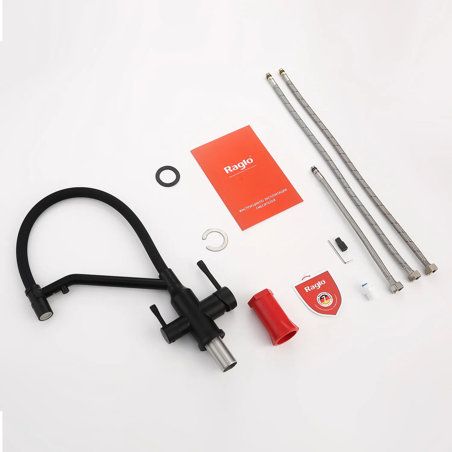 Смеситель Raglo для кухни со съемным гибким изливом, с магнитным фиксатором излива, с подключением фильтра питьевой воды (R81.62.06)