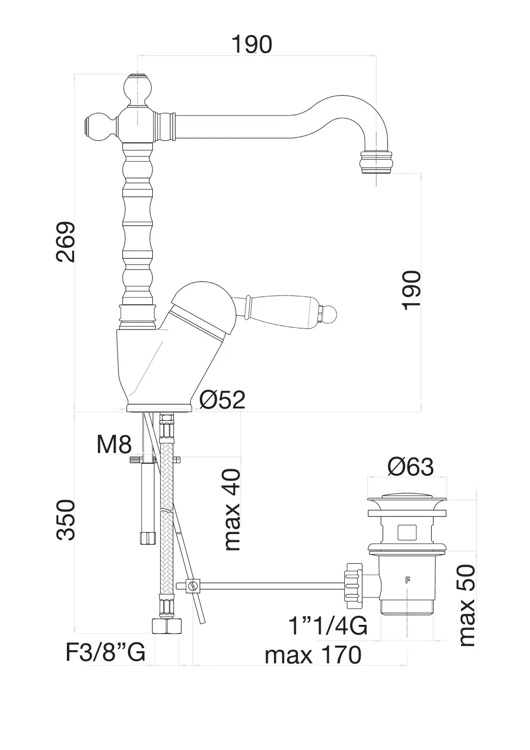 Смеситель для раковины Fiore IMPERIAL 83ZZ2245, бронза
