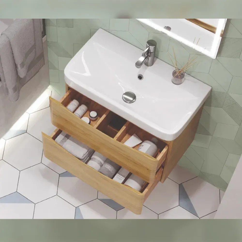 Тумба с раковиной подвесная Velvex Clay tp.CLA.9595.70.2Y дуб верона, 70 см