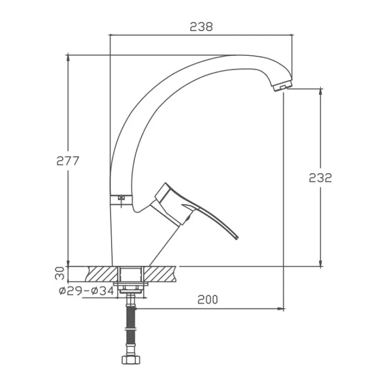 Смеситель для кухни Cron CN70337, хром
