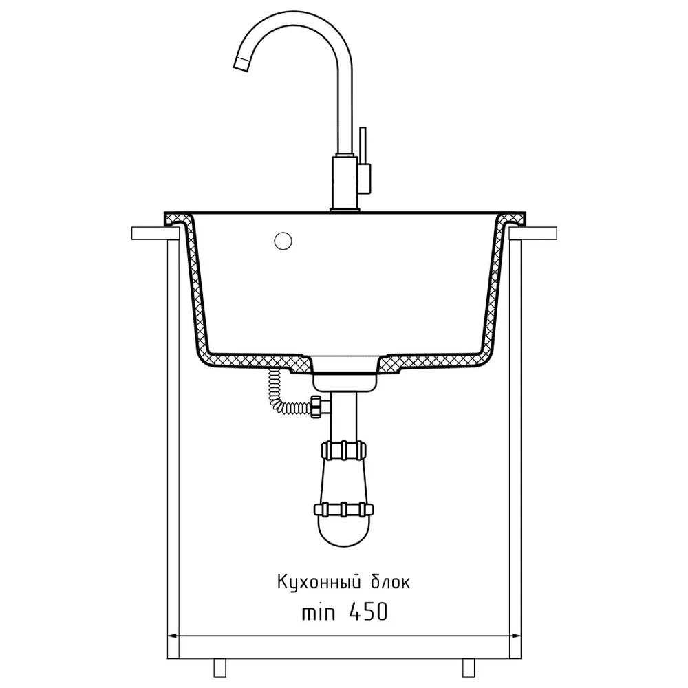 Кухонная мойка GranFest SMART 430, черный