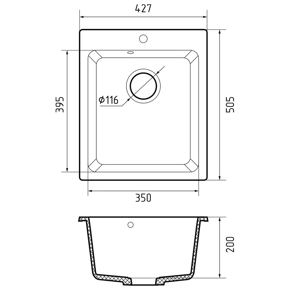 Кухонная мойка GranFest PRACTIK 505, песок