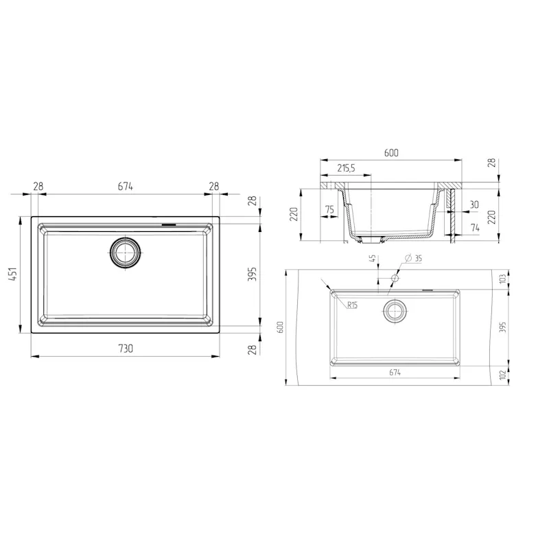 Кухонная мойка Grandex Aqua Comfort 500305, черный металлик