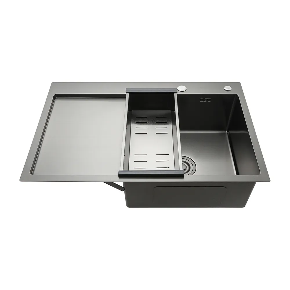 Кухонная мойка с коландером GAPPO GS7850-6R, графит