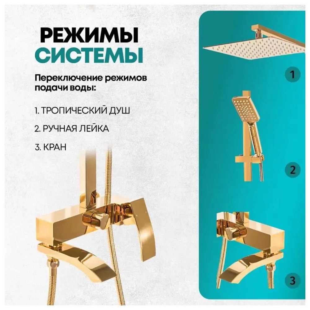 Душевая система Grocenberg GB7007-1GO, золото