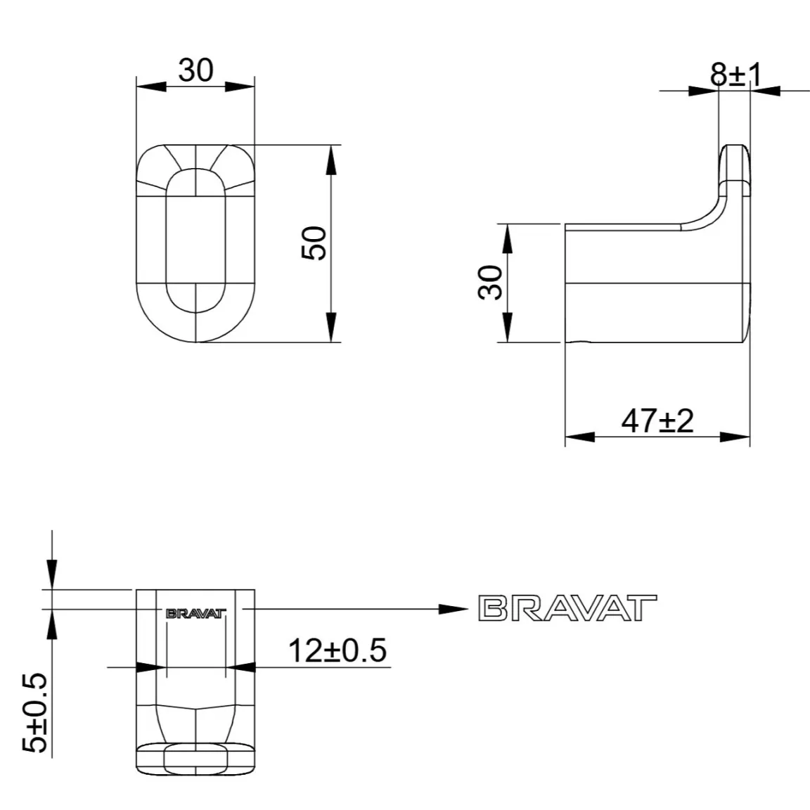 Крючок для ванной комнаты BRAVAT (D71130CP-SW)