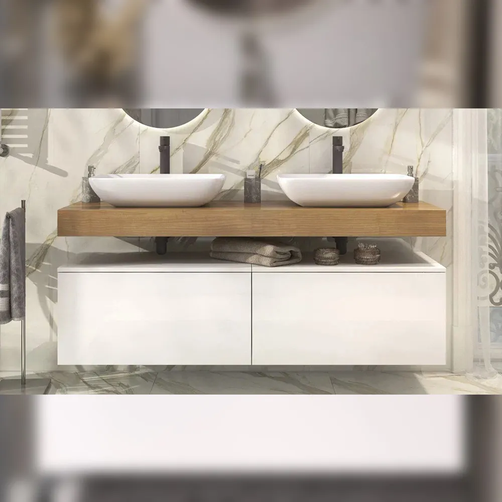 Тумба Velvex подвесная Unit 80, выс. 40, выдв. ящик, внутр. ящик, белый лед (tp.UNI.80.2Y белый глян