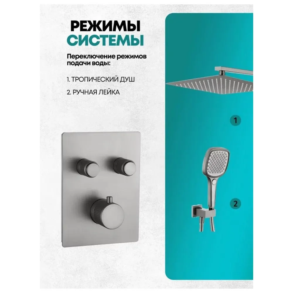 Душевая система встраиваемая (без излива) Grocenberg GB5040NK, никель