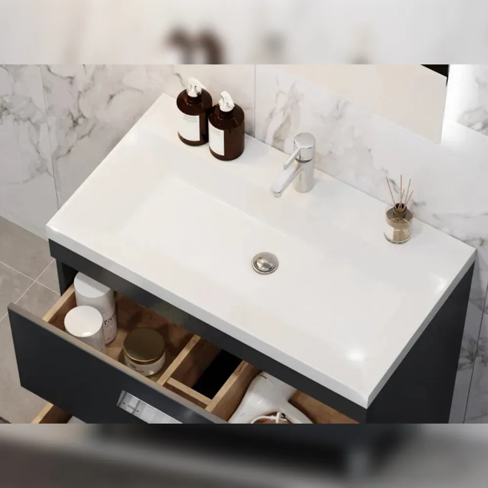 Тумба с раковиной напольная Velvex Orlando tn.ORL.CLA.80.2Y графит, 80 см