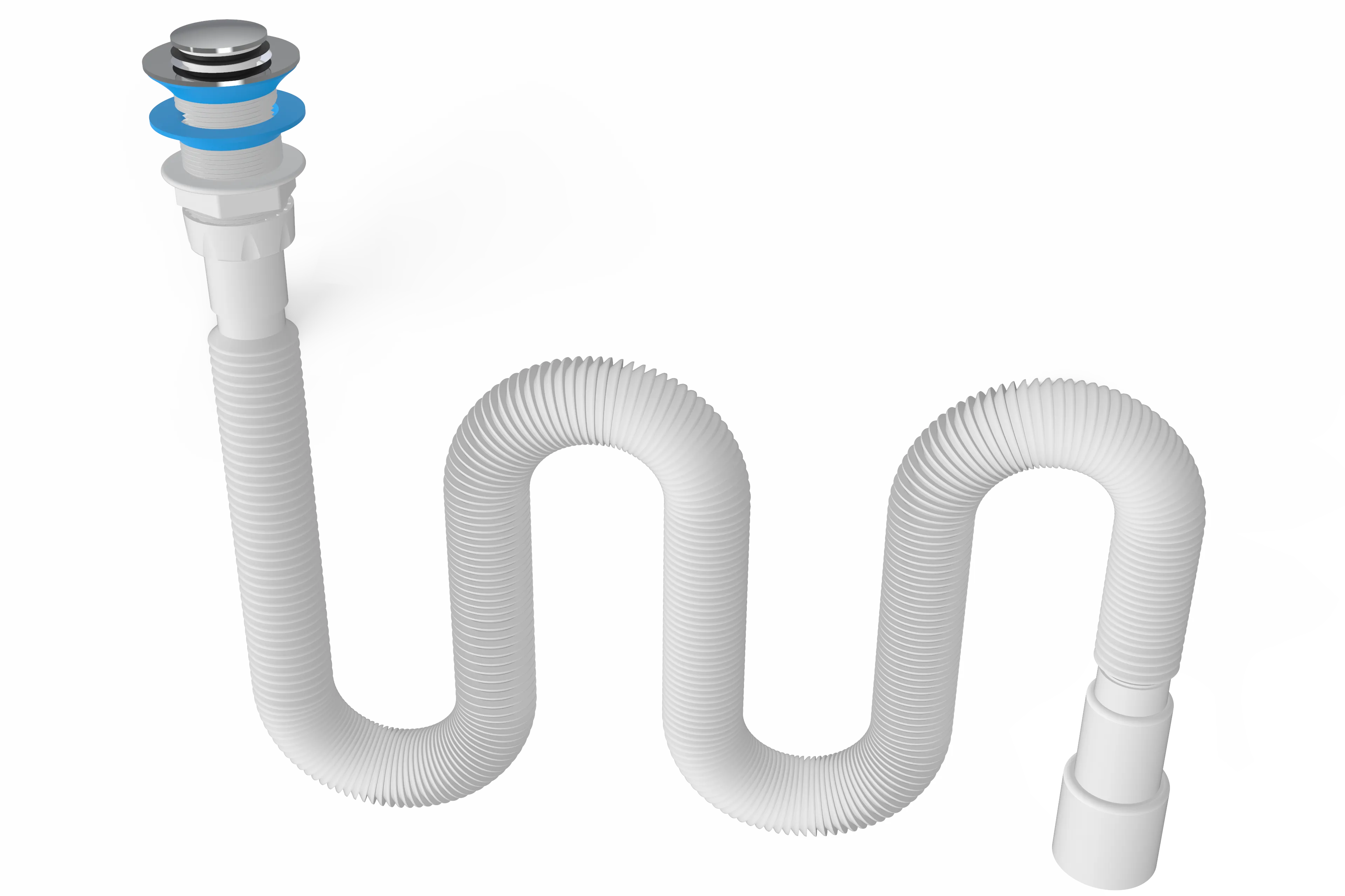 Сифон NOVA 1 1/2"- Ø40/50   гофрированный (удлиненный), с механизмом click-cluck, l=1400 мм (1201)