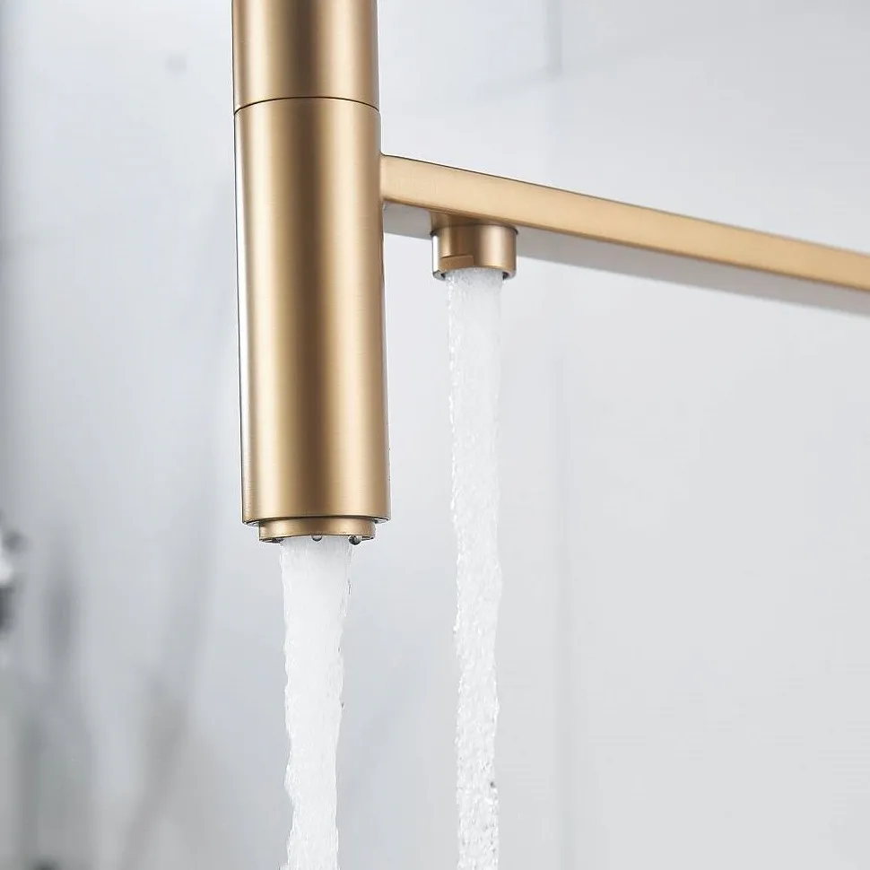 Смеситель для кухни с гибким изливом и подключением фильтра Maretti Calabria GOLD CAG31RGF18, золотой сатин