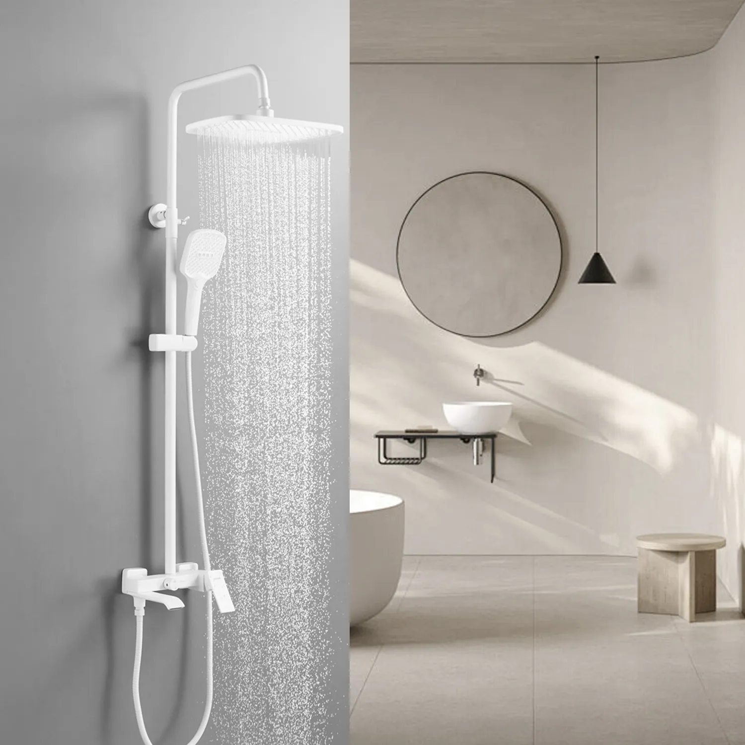 Душевая система Shevanik S4036C, белый