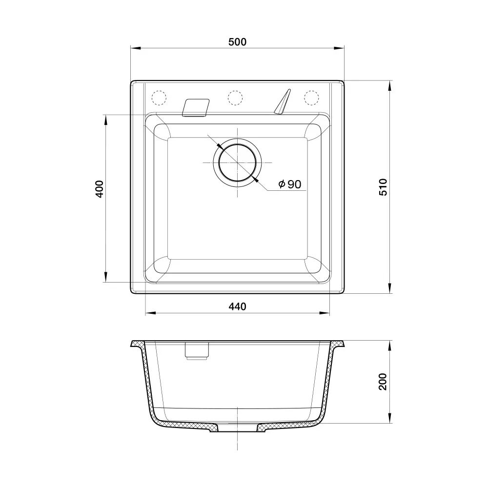 Кухонная мойка Rivelato RAUM RM-50, темно-бежевый