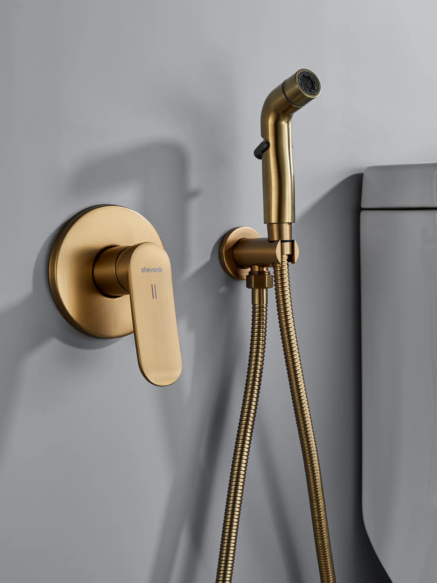 Гигиенический душ со смесителем Shevanik S4505G, золотой сатин