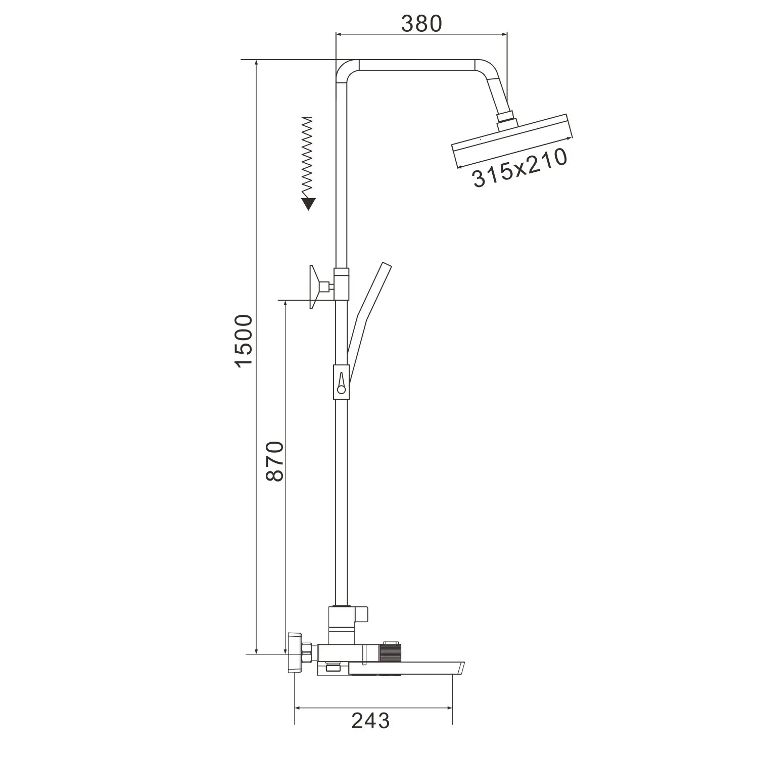 Душевая система с термостатом Rose R1896T, пепельный