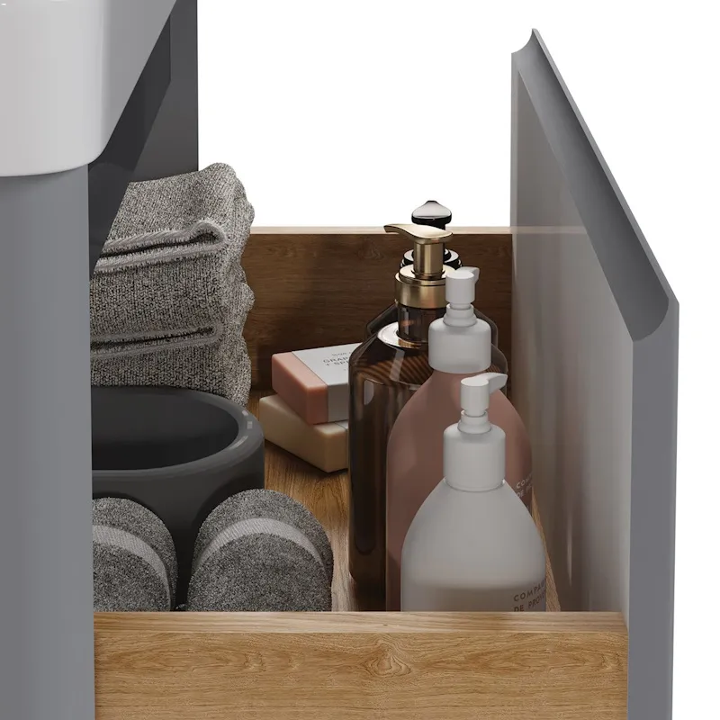 Тумба с раковиной подвесная/напольная Dreja Luxury Plus 50 см, серый базальт