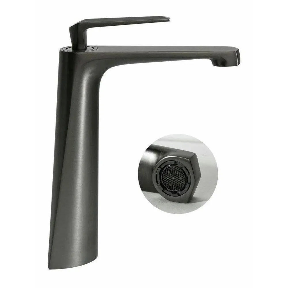 Смеситель для раковины высокий Hansberge H2068BG, графит