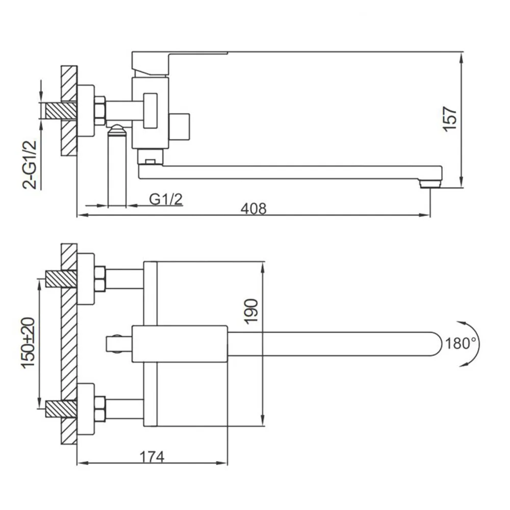 Смеситель для ванны FRAP F22802-2, хром