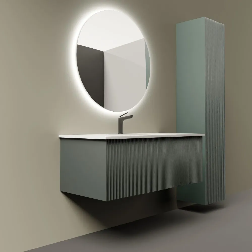 Тумба под раковину подвесная La Fenice Terra FNC-01-TER-G-60, серо-зеленая