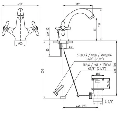 Смеситель для раковины Rav Slezak Morava MK129.5