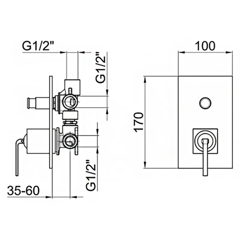 Смеситель для душа встраиваемый Webert Wolo WO860101015, хром