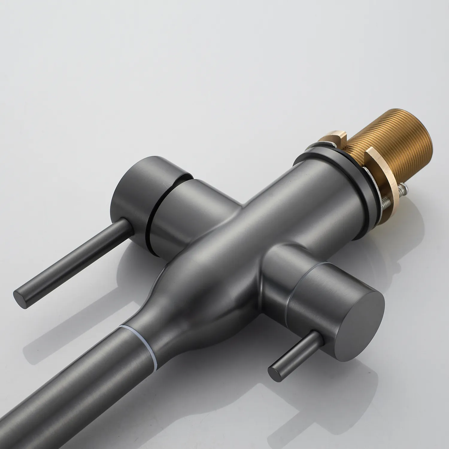 Смеситель для кухни с подключением фильтра Shevanik S248T, оружейная сталь